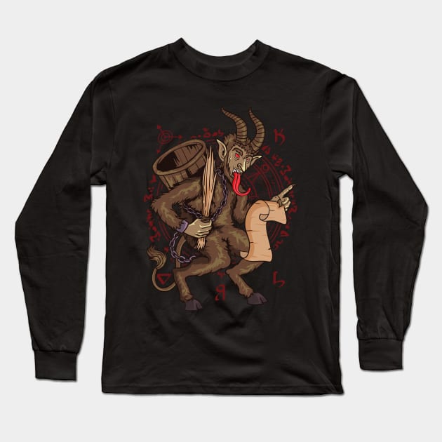 Krampus Christmas Naughty List Long Sleeve T-Shirt by E